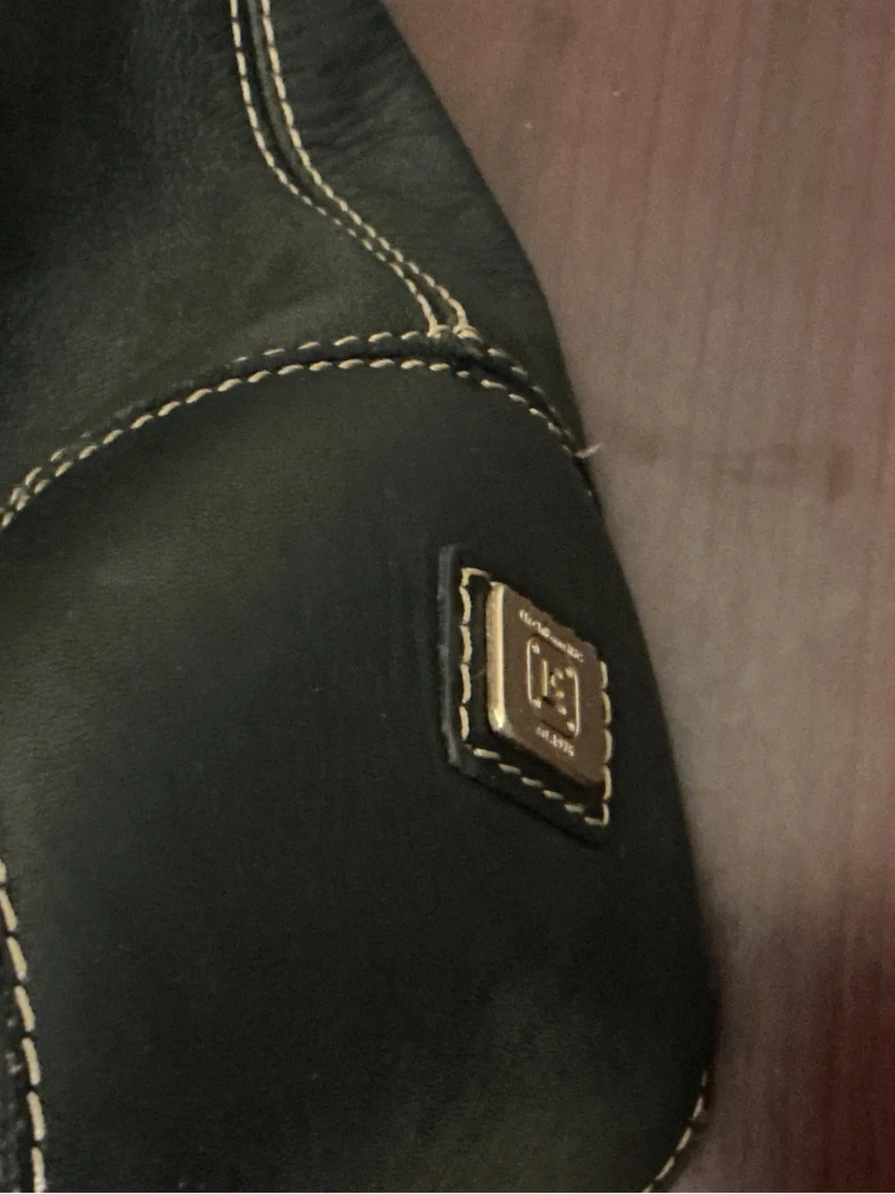 Liz Claiborne Black Leather Hobo with Cream Stitching and Gold Hardware